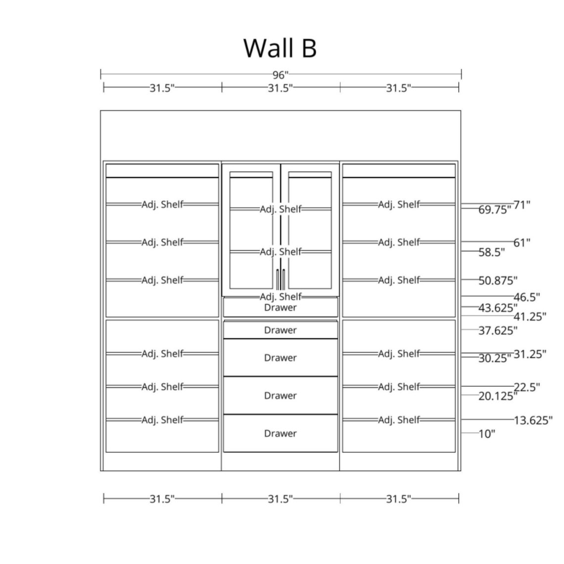 Custom Closet Reachin Closets Bedroom Closet White Shaker Etsy