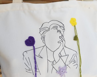Namjoon RM Crochet Tote bolso reciclable ecobag BTS Bangtan