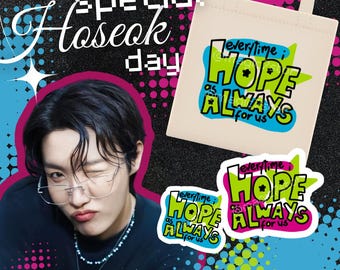 Bolsa de J-Hope, Bolsa ecológica, Pegatinas personalizadas, Pegatina de BTS, Hobi Hoseok, Cumpleaños