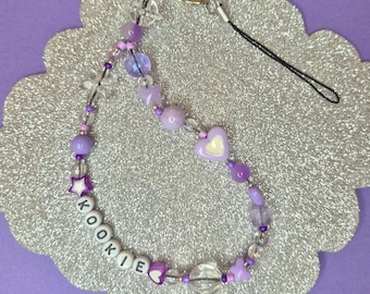 Phonecharm Phonestrap Charm Correa BTS Bangtan Púrpura Púrpura Jungkook JK V Taehyung Yoongi Suga Namjoon RM J-Hope Hoseok Jin Seokjin Jimin