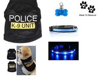 Police Dog Costume S Small K9-Unit Flashing Collar And Flashing Bone Pet Fancy Dress Safety Fun Party Puppy Outfit