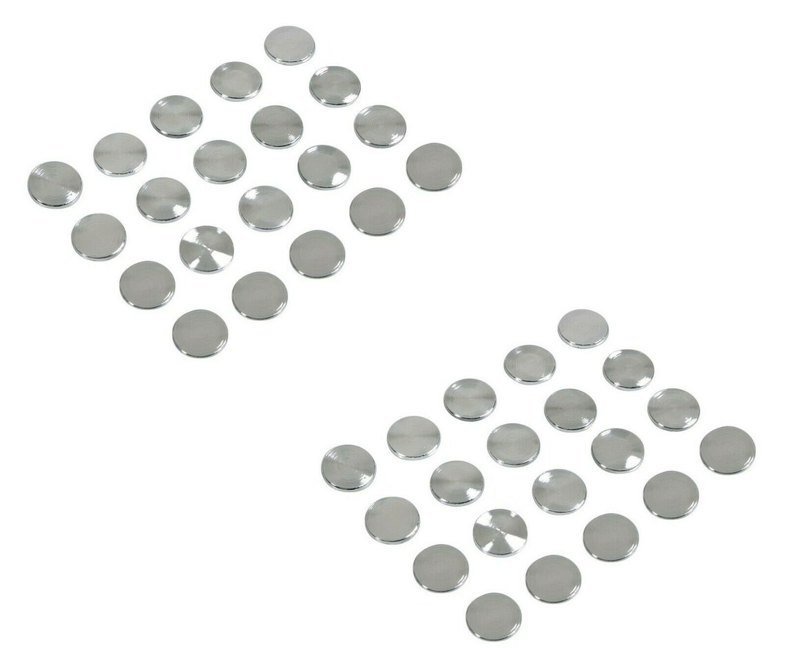 Chrome Screw Cap Hole Covers Self Adhesive 13mm X20 Metallic PVC
