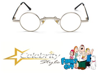 Family Guy Glasses Peter Griffin Small Clear Lens Vintage Style Silver Framed 35mm Glasses Fancy Cartoon Eyewear Spectacles