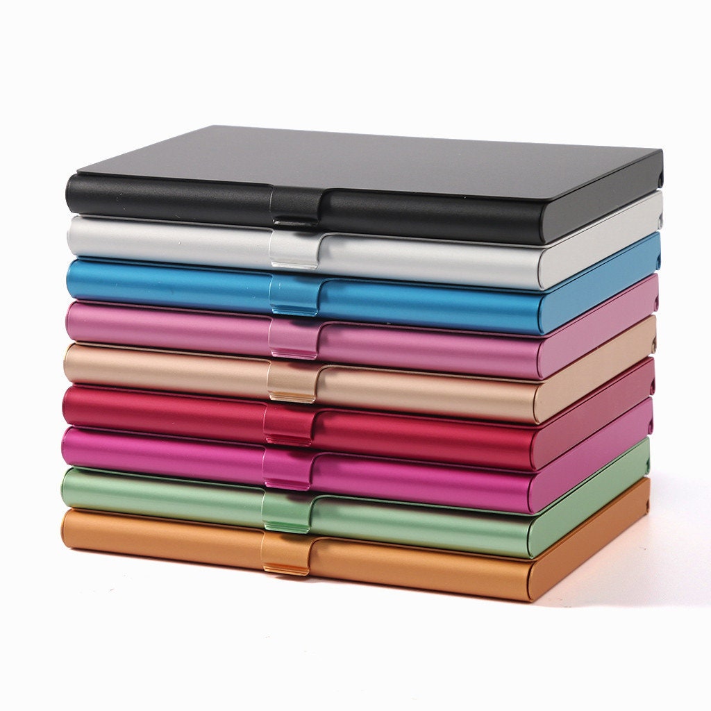 Thin Metal Box Slim Tin Storage Case Black Sliver Gold Blue Etsy UK