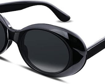 Vintage Retro Sun Glasses Fancy Dress Costume Goggles Urban Sunglasses Black Frames Black Lens Oval Sun Glasses