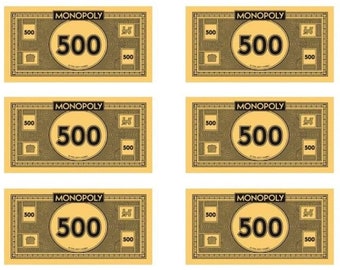 Pièces de rechange pour billets de banque Monopoly Argent du jeu Billets  Wonga Monnaie 500 s 100 s 50 s 20 s 10 s 5 s 1 s Dollars Pièces de rechange