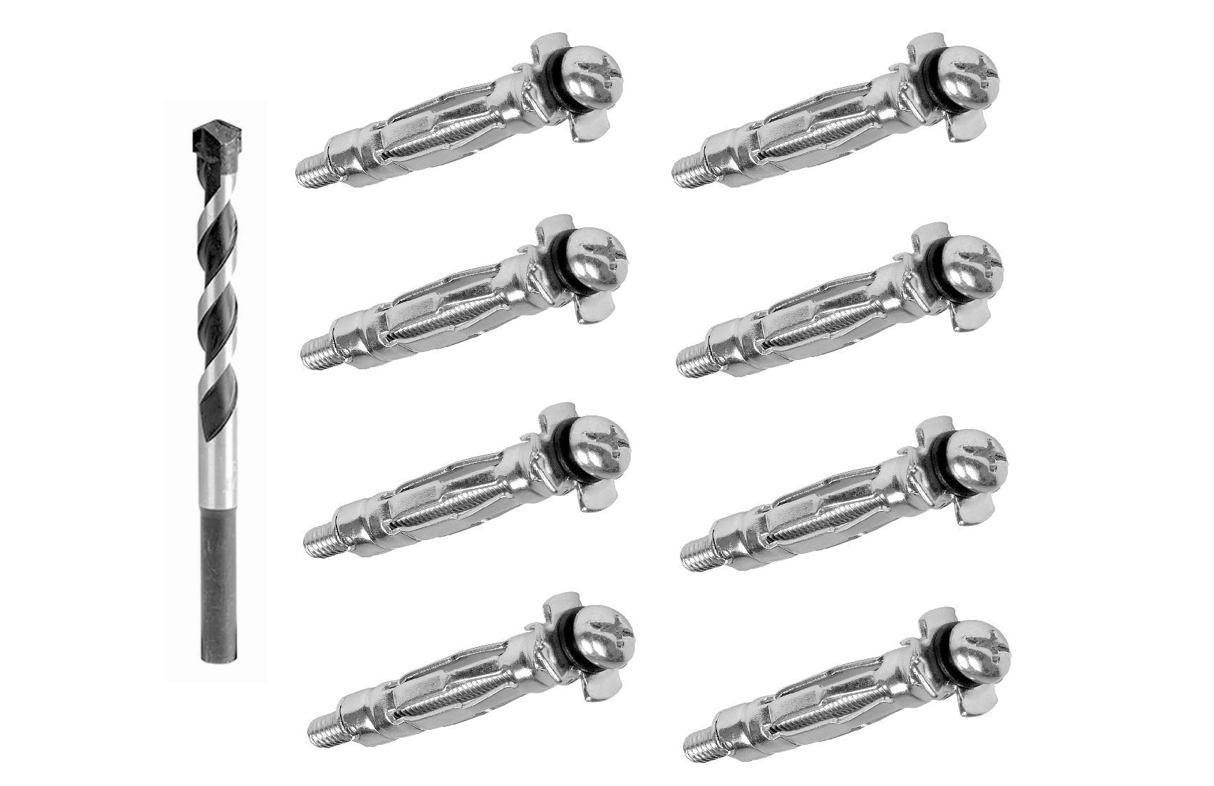 Metal Wall Plugs and Correct Size Drill Bit Expanding Anchors Bolts