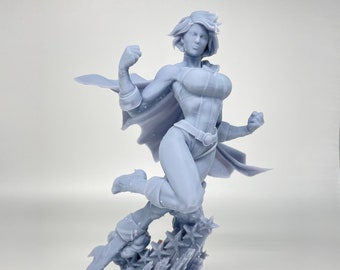 Girl of Power Sculpture: Resin Superhero Decor (3.5" x 4.5" x 6.25")