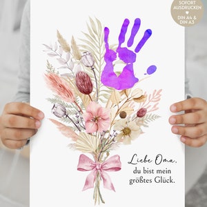Imagem impressa à mão com flores - presente para a vovó, presente de aniversário, presente de Dia das Mães, memória única, Páscoa, Natal, PDF