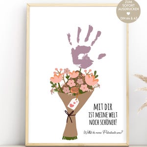 Willst du meine Patentante werden Geschenk DIY Kinder, Kinder Handabdruck Baby Fußabdruck, zukünftige Patentante fragen Karte Bastelidee PDF