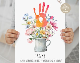 Farewell gift for a childminder, kindergarten, daycare, nursery, elementary school, thank you, handprint picture, PDF