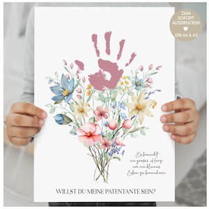Patentante fragen Geschenk, Willst du meine Patentante sein, Taufe, Kommunion, Konfirmation, Patententante Geschenk, Patenbrief, Download