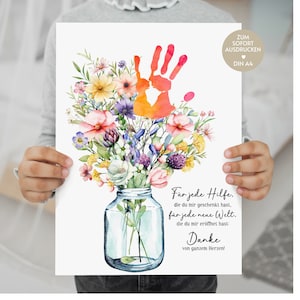 Farewell gift teacher gifts primary school teacher gift farewell primary school crafts DIY handprint picture flowers thank you saying PDF