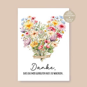 Abschiedsgeschenk Lehrerin, Geschenkidee Abschied Lehrerin, Grundschule, Kita, Erzieherin, Grundschullehrerin Danke, Bild, Blumen, PDF, DIY