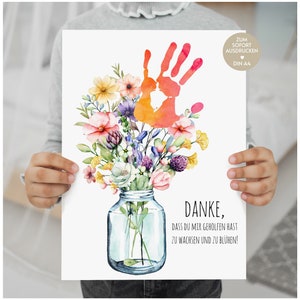 Professeur de cadeau d’adieu | Adieu maternelle | Merci pour l'éducateur | Photo d’empreinte de main | fleurs | disant | Télécharger | Cadeau