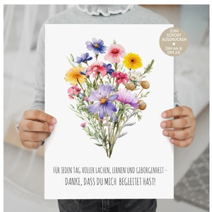 Geschenk Erzieherin Abschied, Danke, Karte, Abschiedsgeschenk Kindergarten, Geschenkidee, Erzieher, Bild, Blumen, Dankeschön Spruch, PDF