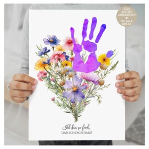 Weihnachtsgeschenk Mütter, Omas, Tanten, Patentanten, Familien, Handabdruck Fußabdruck Bild als DIY Geschenk von Kind, Baby, Druckvorlage