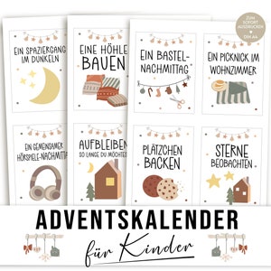 Adventskalender Kinder DIY, Inhalt Füllung Idee Adventskalenderkarten selber machen, basteln, Kinder und Kleinkinder, Weihnachtskalender PDF