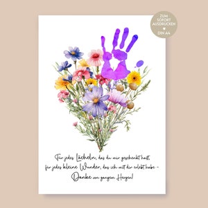 Cadeau d'éducatrice adieu merci cadeau maternelle cadeau garderie garderie enseignant empreinte de main photo fleurs carte de proverbe idée DIY PDF