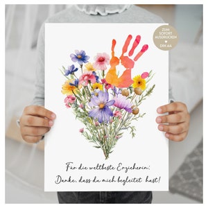 Regalo d'addio regalo educatore addio asilo grazie stampa a mano foto fiori dicendo carta asilo nido idea regalo PDF