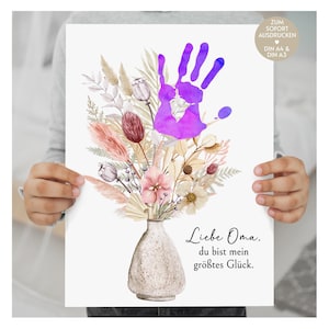 Cadeau voor oma verjaardag cadeau idee cadeaus van kleinkinderen handafdruk cadeau grootmoeder verjaardagscadeau foto bloemen Boho downloaden