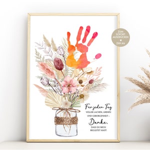 Cadeau éducateur cadeau d'adieu merci adieu maternelle crèche crèche soins périscolaires empreinte de main photo bouquet de fleurs idée artisanale DIY PDF