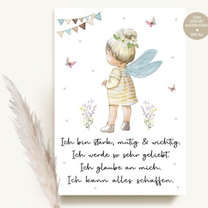 Gift girl, gift idea for birthday, first birthday, affirmation poster, download, positive beliefs children's room DIY idea