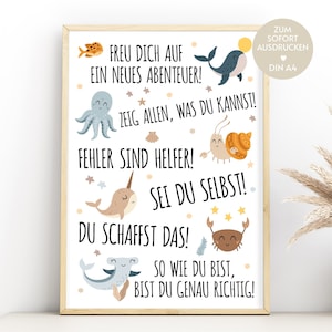 Cadeau voor de start van school, poster boho met spreuken voor jongens en meisjes om uit te printen, kaart voor de eerste schooldag, schoolkind, schoolstart pdf