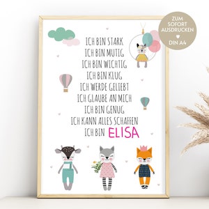 Affiche d'affirmation pour scolarisation idée cadeau bohème pour l'écolier last minute à imprimer cadeau déco personnalisable