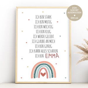 Idée cadeau inscription affiche bohème arc-en-ciel comme cadeau de rentrée écolier personnalisable fille garçon à imprimer rentrée scolaire