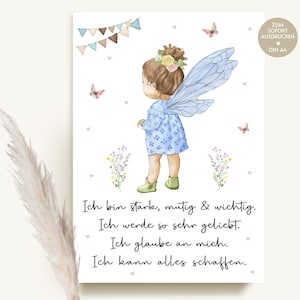 Geschenk Mädchen erster Geburtstag Geschenkidee, Affirmationsposter, Affirmationen Kinder, DIY, Download, Kinderzimmer Deko Fee Poster
