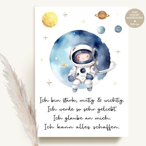 Afirmaciones niños, idea regalo niño, cartel afirmación, regalo cumpleaños bautismo comunión, descargar, tarjeta afirmación, decoración espacio