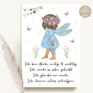 Children&#39;s room decoration affirmation poster children, girls gift affirmations, gift idea DIY download, poster child positive beliefs