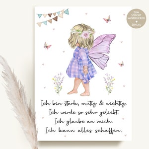 Gift girl affirmation poster children, children's room decoration DIY, affirmations, poster fairy, gift idea godchild, daughter, niece, child