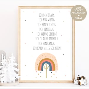 Christmas Gifts Kids Affirmations for Kids Printable Poster Rainbow Nursery Positive Affirmations Decor DIY