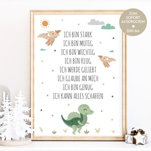 Regalo di Natale per bambini, poster di affermazione da stampare, regalo di Natale per bambini, last minute, dinosauri, affermazioni, fai da te