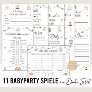 Juegos Baby Shower | Regalos para baby shower | Juegos de baby shower | Juego de baby shower | Juego de baby shower imprimible | bohemio | Bricolaje para baby shower | colocar
