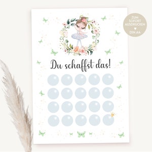 Beloningsbord meisjes poster download decoratie kinderkamer, beloningsplan beloningskaart beloningssysteem kinderen versterkingsplan motivatie