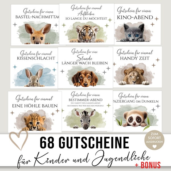 Geschenkidee Kinder Gutscheine zum Ausdrucken, Geschenkgutscheine und Zeit statt Zeug, Gutschein Geschenk Kind Jugendliche Patenkind DIY