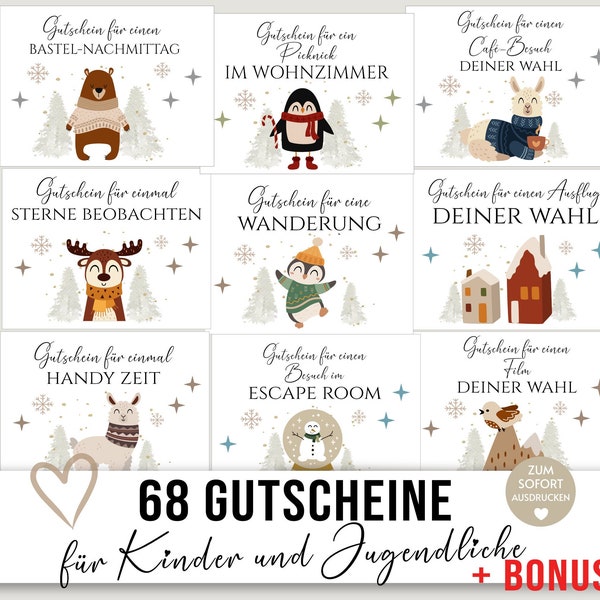 Gutscheine Kinder Jugendliche Teenager, Gutschein, Gutscheinheft, Geschenkgutschein, Download, DIY, Last Minute Geschenk Geschenkidee, Boho