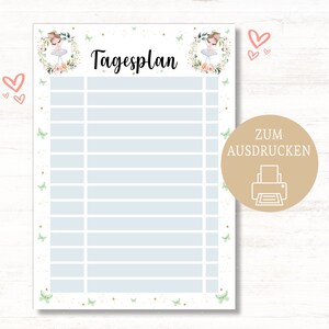Tagesplan, Routinekarte, Routineplan für Kinder zum Ausdrucken personalisierbar, Tagesroutine Lernkarte Lernplan Kinderzimmer Deko Ballerina