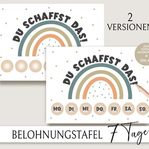 Rainbow Boho Reward Board Crianças, Crianças, Planejador Semanal Crianças, Crianças Rotinas, Sistema de Recompensa, Plano de Rotina, PDF, Decoração Escolar