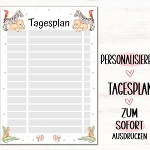 Tagesplan Tiere für Kinder, PDF, Personalisierbarer Tagesplaner Kind, Tagesroutine, Aufgabenplan Schule, Morgenroutine, Tagesplanung Karte