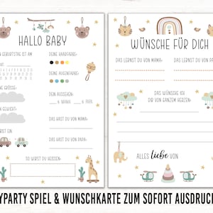 Babyshower spelletjes babyshowerwensen voor baby's pdf boho speelgoed raadspel tipkaart feestspel wenskaart cadeaubon om uit te printen
