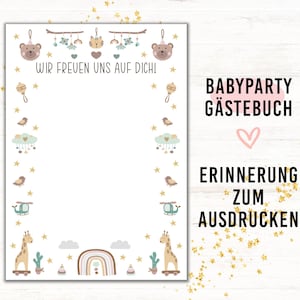 Guest book baby shower poster, boho guest picture to print, fingerprint guest book, baby shower decoration game, reminder baby shower, beige