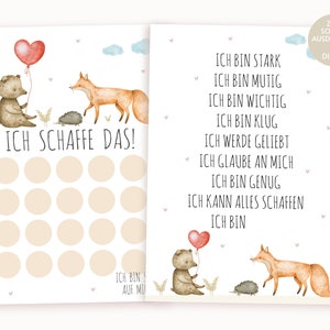 Belohnungstafel Affirmationsposter Geschenk Set für Einschulung Geburtstag Taufe Kommunion, Download, Belohnungssystem DIY personalisierbar