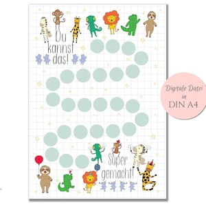 Pannello ricompensa per animali bambini. Tabella dei premi per bambini in formato PDF da stampare Sistema di premi, piano premi, carta premi per bambini
