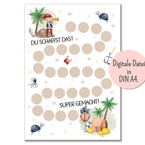 PDF としての子供向けの海賊報酬ボード、報酬システム、報酬プラン、励まし、励ましカード、お子様向けの励ましカード