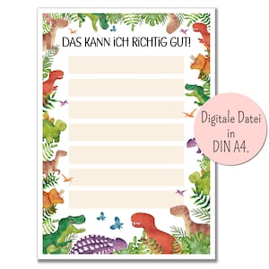 Carta di lode Carta di lode per bambini Carta di rinforzo Mentalità di crescita I bambini lodano rafforzano la ricompensa file digitale pdf dinosauri dinosauri