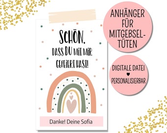 Mitgebsel Kindergeburtstag, Geschenkanhänger PDF, Regenbogen Geburtstag, Gastgeschenke, Geschenktüten Kinder, Anhänger, Regenbogen Party